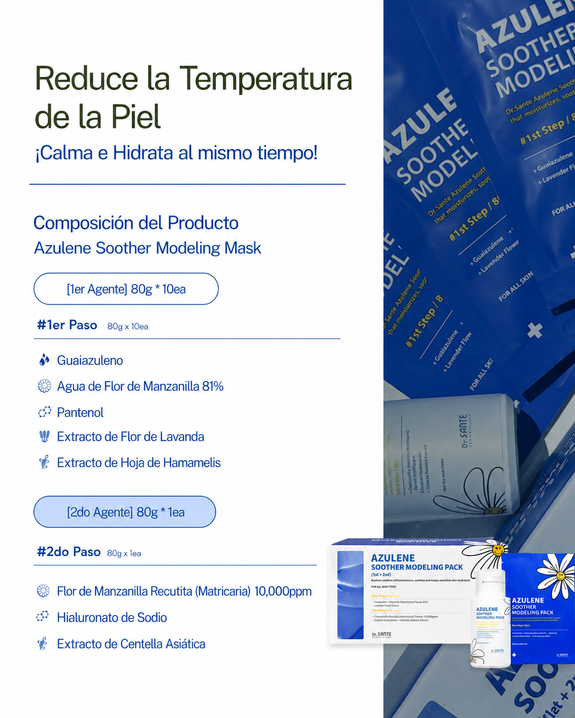 Dr. Sante Azulene Modeling Mask 10 treatment (no.1 8g*10, No.2 80g)
