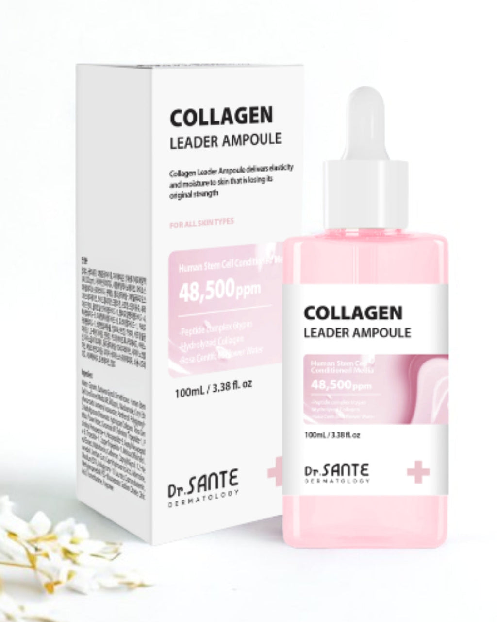 Dr. SANTE® Collagen Leader Ampoule – For dry skin, Firming & Revitalizing Korean Serum with Hydrolyzed Collagen, Peptides & Human Stem Cell Solution 100ml
