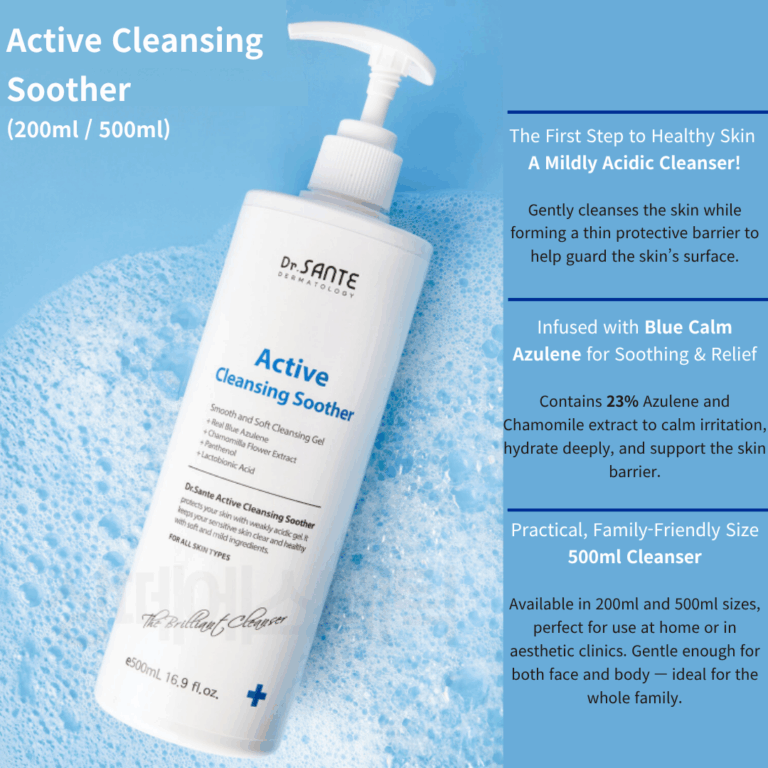 Dr. Sante Active Cleansing Soother pH 5.5 – Hypoallergenic Azulene & Chamomile Cleanser for Sensitive Skin, Face & Body (200 ml)