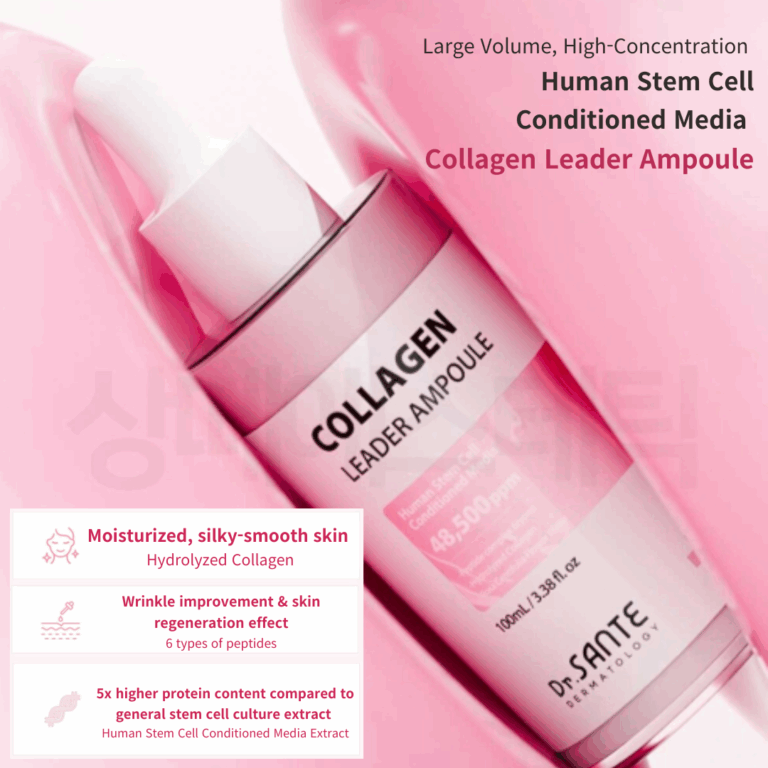 Dr. SANTE® Collagen Leader Ampoule – For dry skin, Firming & Revitalizing Korean Serum with Hydrolyzed Collagen, Peptides & Human Stem Cell Solution 100ml