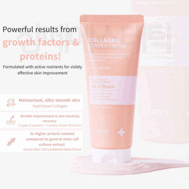 Dr. SANTE® Collagen Leader Cream – Revitalizing Korean Moisturizer with Hydrolyzed Collagen, Peptides & Human Stem Cell Solution 150ml
